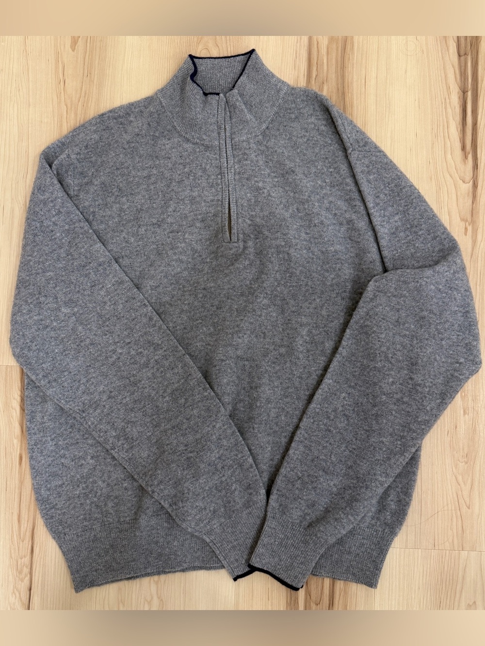 Tom James Men's Gray Cashmere Half-Zip Sweater